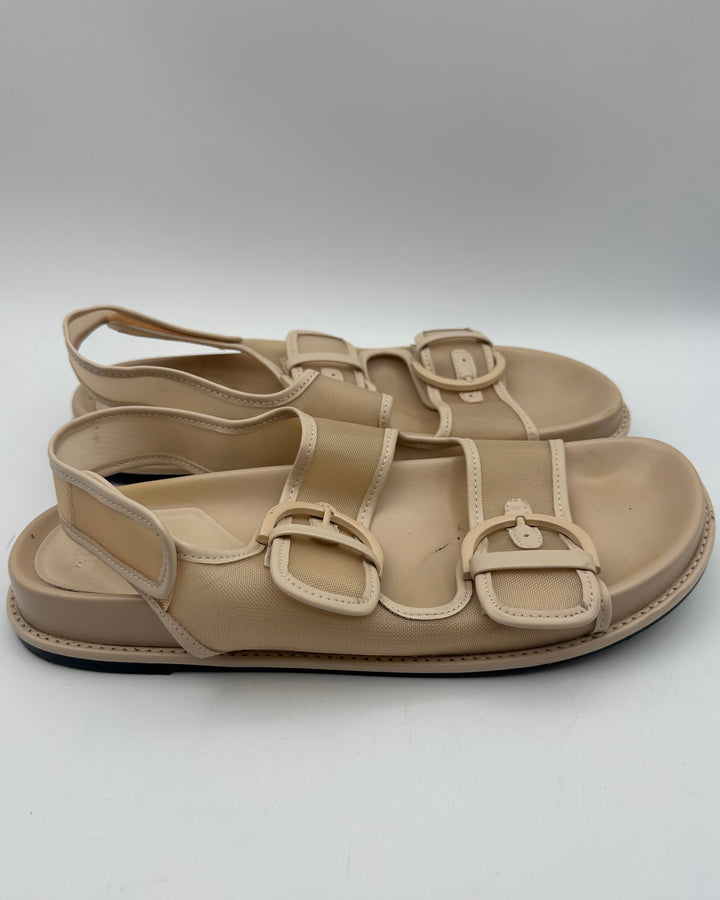 Zara Tan Flat Sandals - Size 9