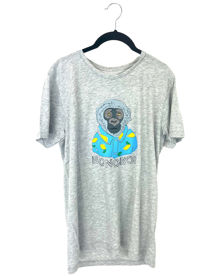 MENS Grey Monkey T-Shirt - Medium and Large