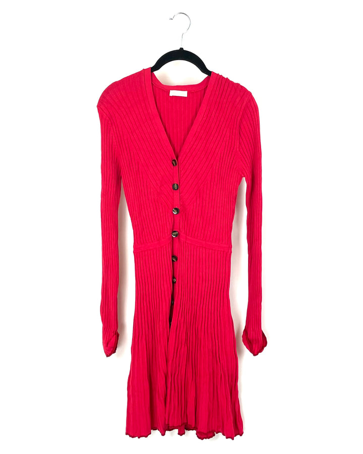 Red Ribbed Knit Dress - Size 2-4