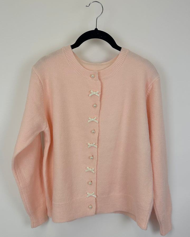 Light Pink Bow Cardigan - Small