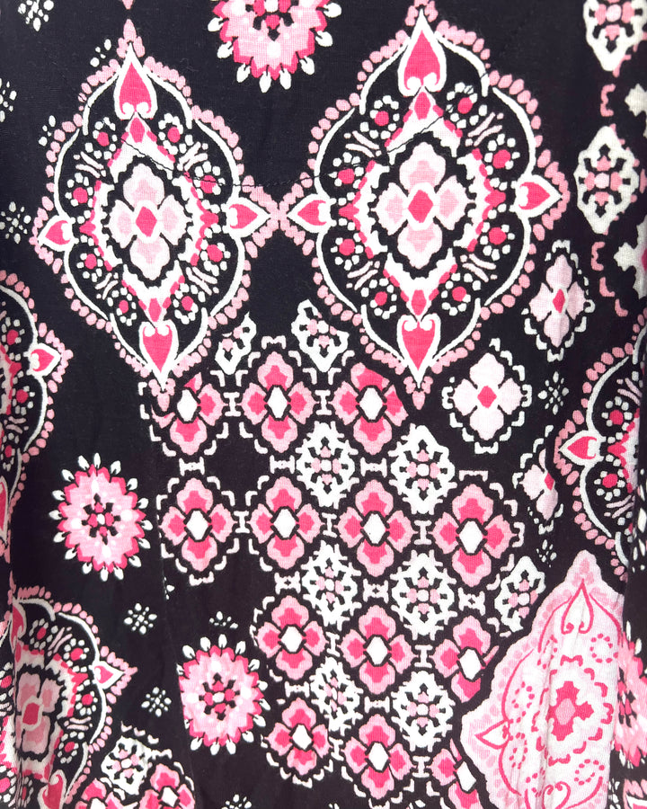 Pink, Black and White Abstract Pattern Nightgown - 1X