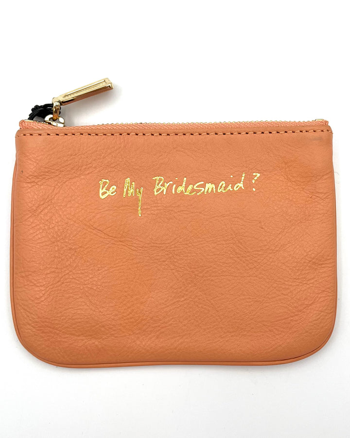 Peach Bridesmaid Pouch with Gold Foil Embossing