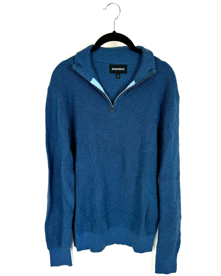 Blue Quarter Zip Sweater - Mens Medium/Womens Large