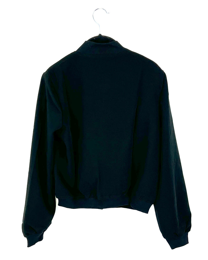 Black Bomber Jacket with Front Pocket Detail - Size 0/2, 2/4, and 4/6