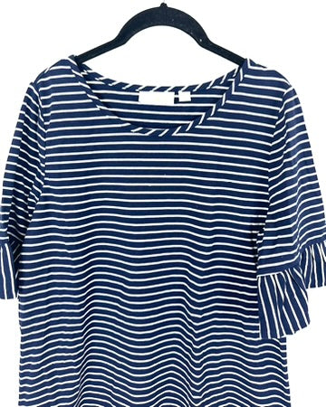 Navy and White Striped T-Shirt - Small