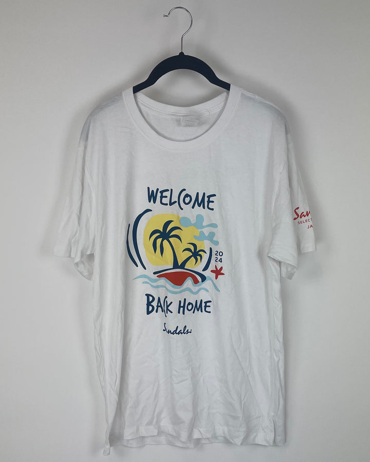 Sandals White Graphic T-Shirt - Large