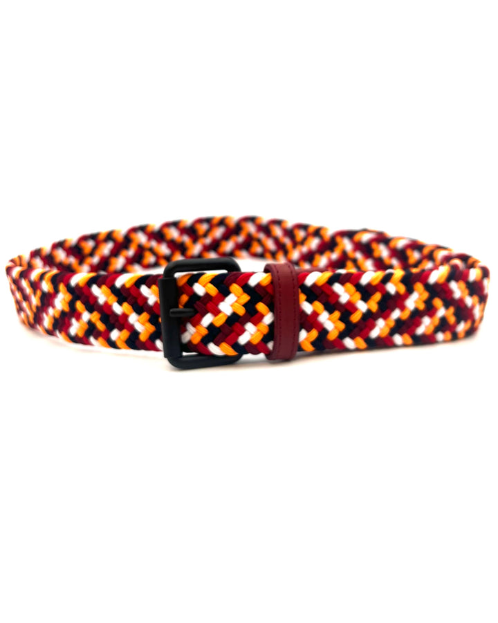 MENS Red and Orange Multicolored Woven Belt