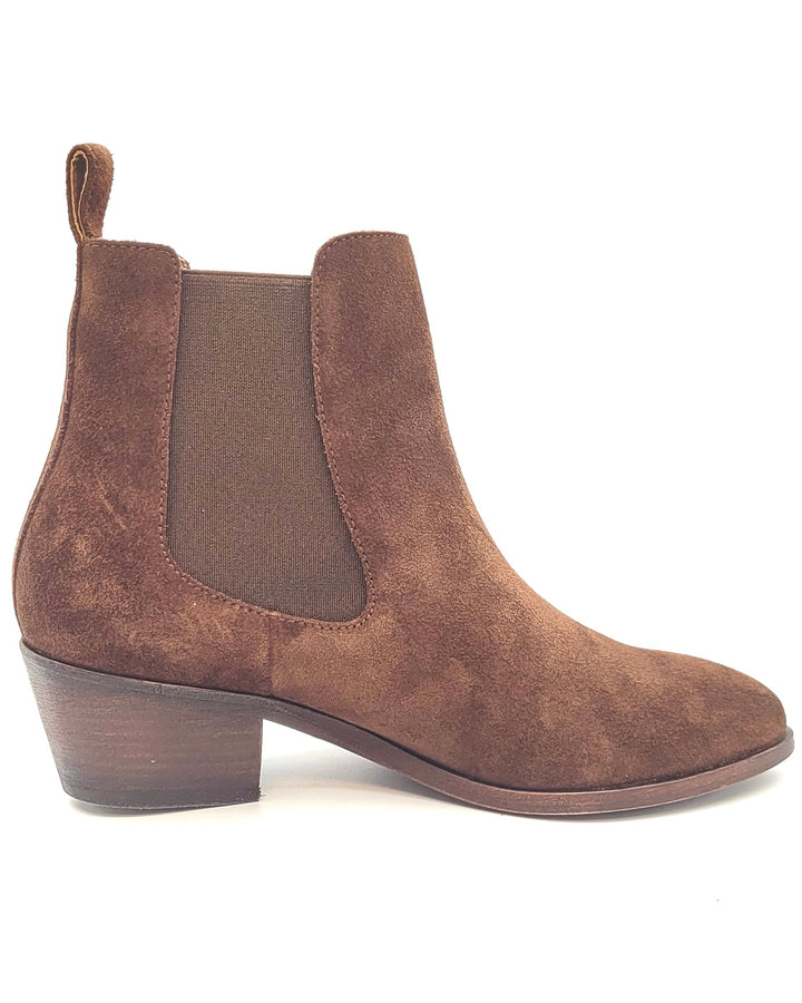 Dark Saddle Brown Suede Booties - Size 7