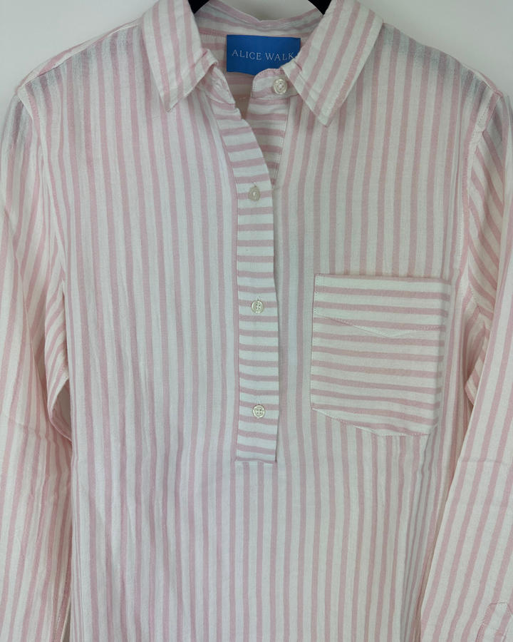 Light Pink And White Button Up Top - Size 0/2