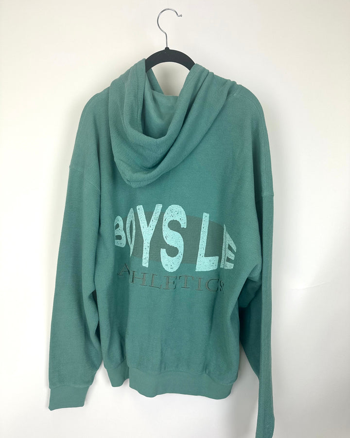 Boys Lie Teal Zip-Up Oversized Hoodie - Small