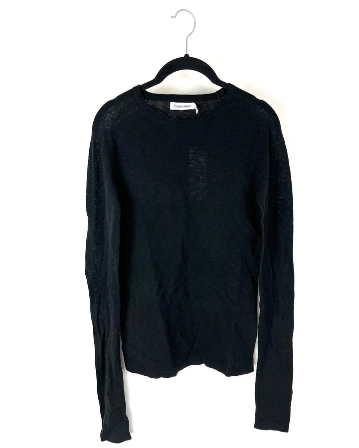 Black Long Sleeve Crewneck Sweater - Small