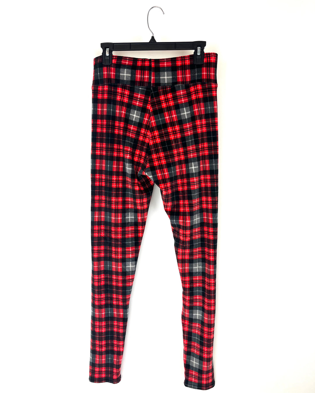 Red Plaid Fleece Leggings - Size 8/10