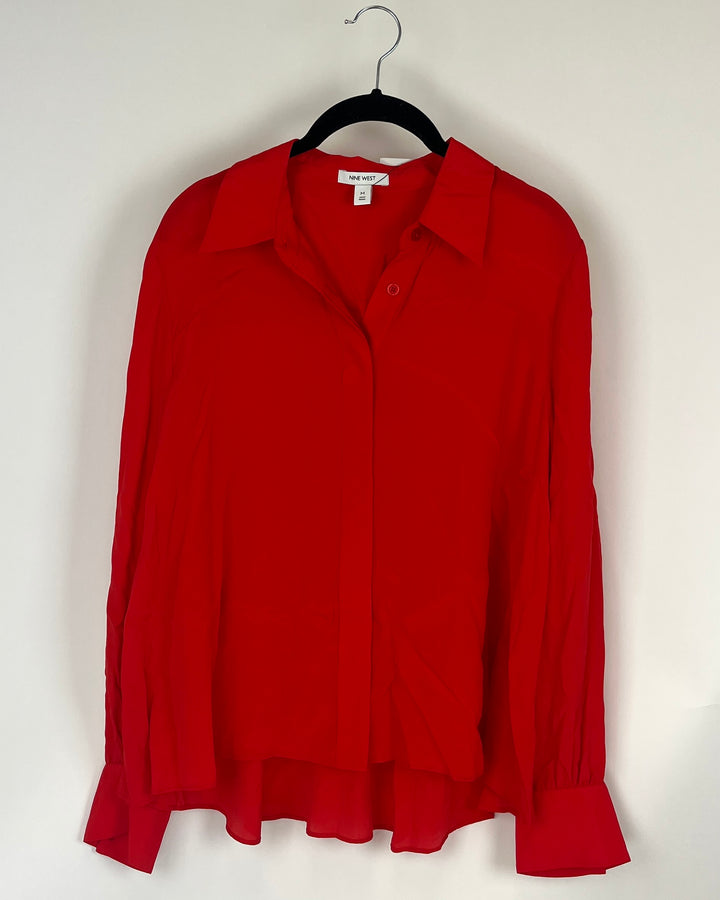 Red Button Up Blouse - Size 8/10