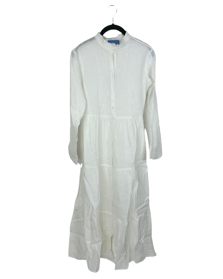 White Linen Maxi Dress - Size 0/2 and 4/6, 8/10 and 16