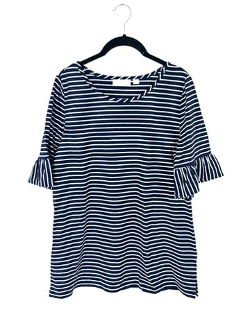 Navy and White Striped T-Shirt - Small