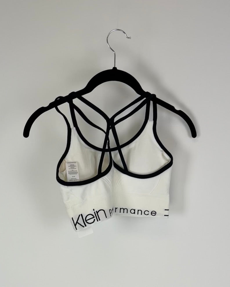 Performance White And Black Sports Bra - Small