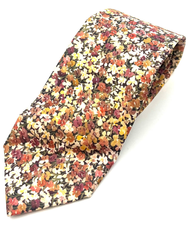 MENS Multicolored Earth Tone Floral Tie