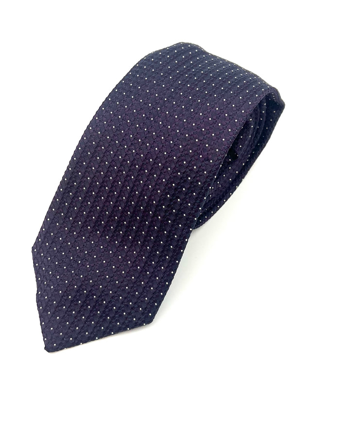 MENS Dark Purple and White Dotted Tie