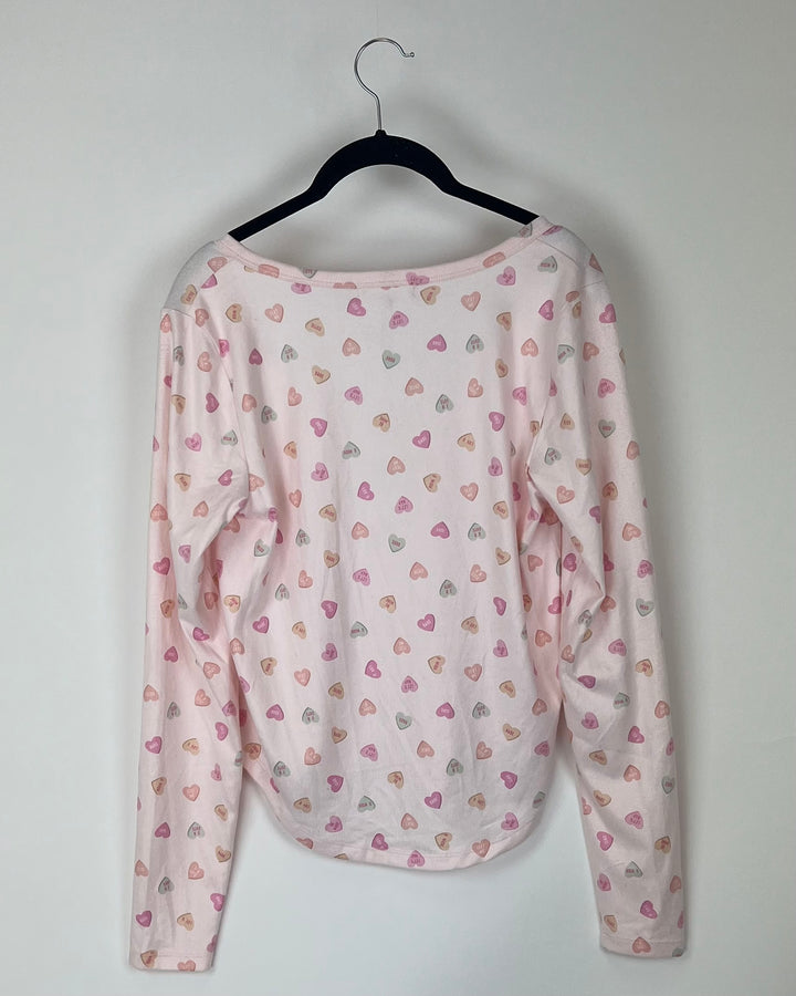 Light Pink Candied Heart Lounge Top - Small