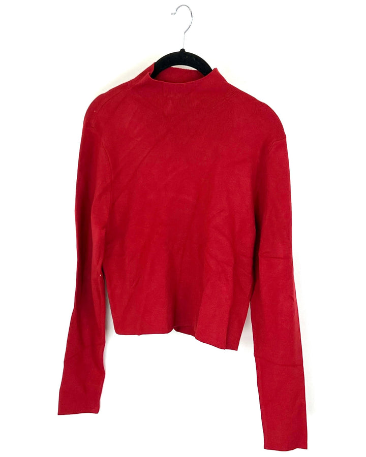 Red Turtleneck Cropped Sweater - Size 0, 4 and 6