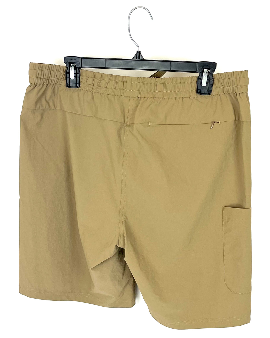 MENS Tan Active Shorts With Tan Waist Tie and Side Pocket - Medium