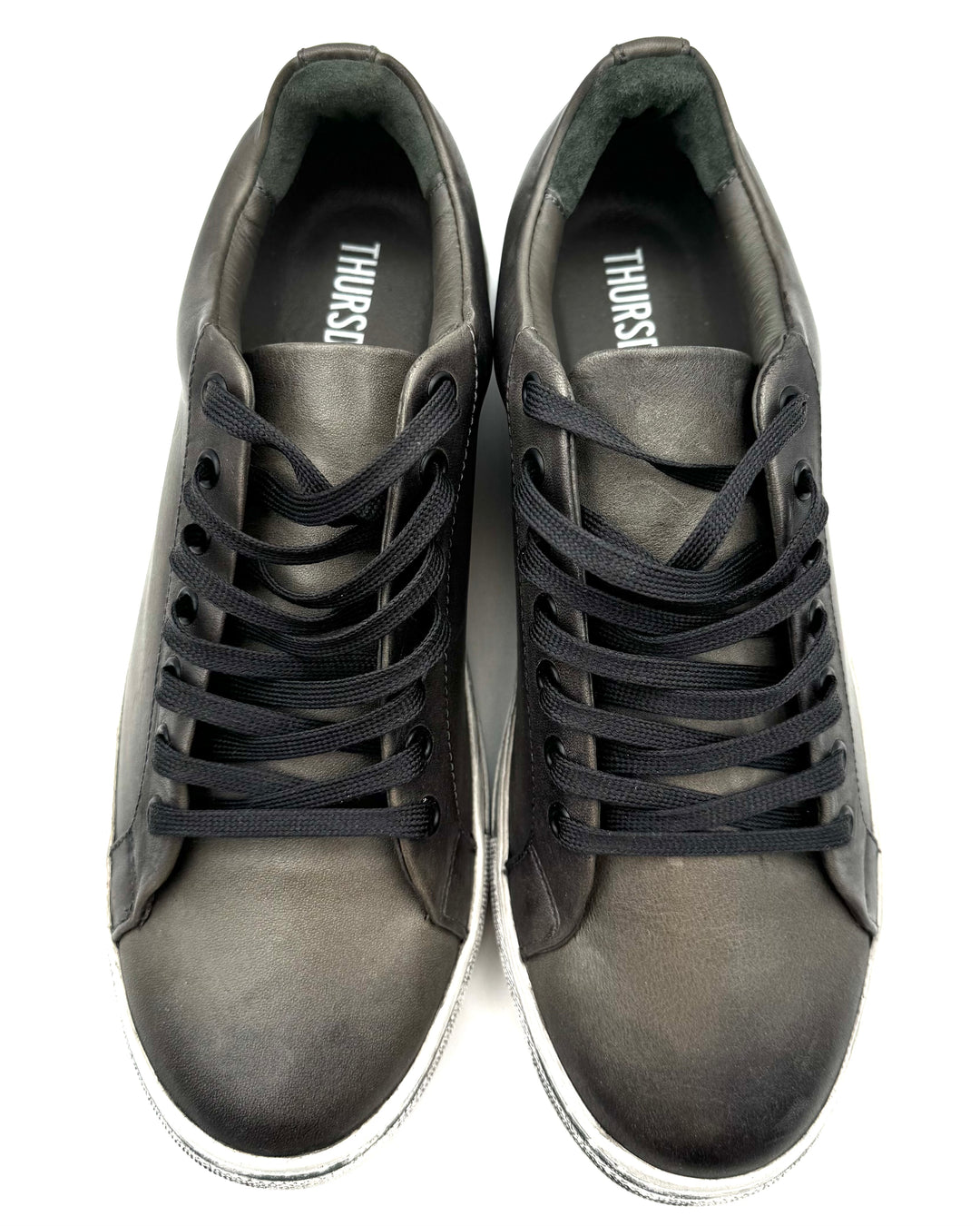 MENS Distressed Grey Leather Sneakers - Size 9