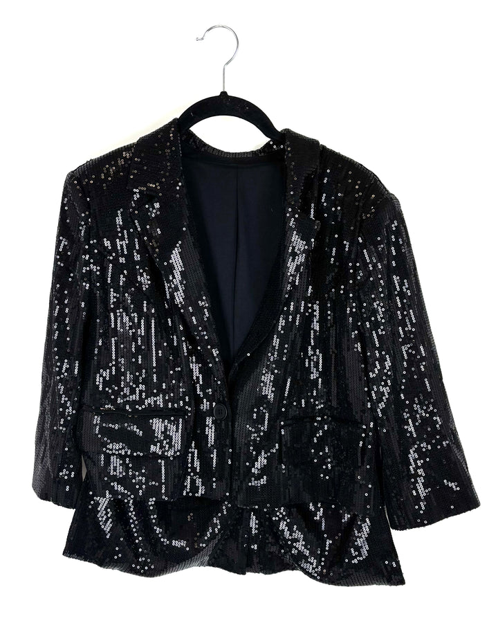 Wheelchair Adaptive Black Sequin Cropped Blazer - Size 8/10