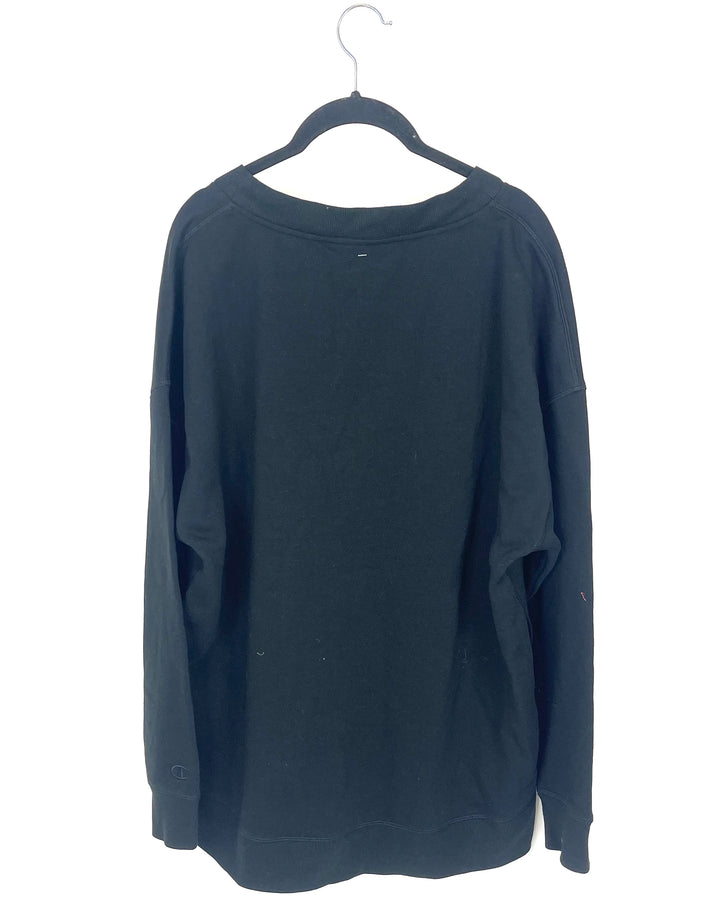 Black V Neck Sweatshirt - Medium