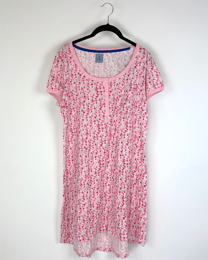 Light Pink Short Sleeve Floral Nightgown - Size 2/4