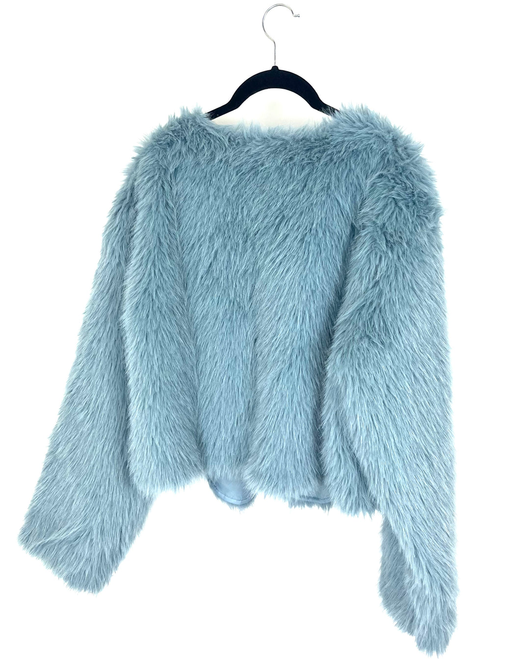 Dusty Blue Fuzzy Cropped Jacket - 1X