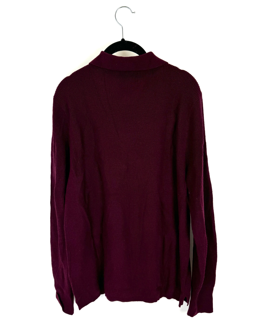 MENS Maroon Button Up Sweater - Medium