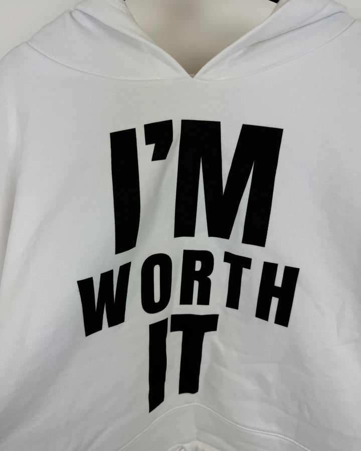 White "I'm Worth It" Sweatshirt - Size 6/8