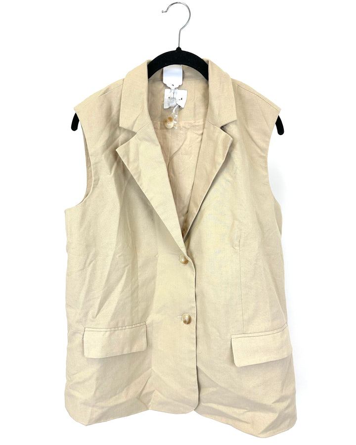 Gilli Tan Linen Vest - Small