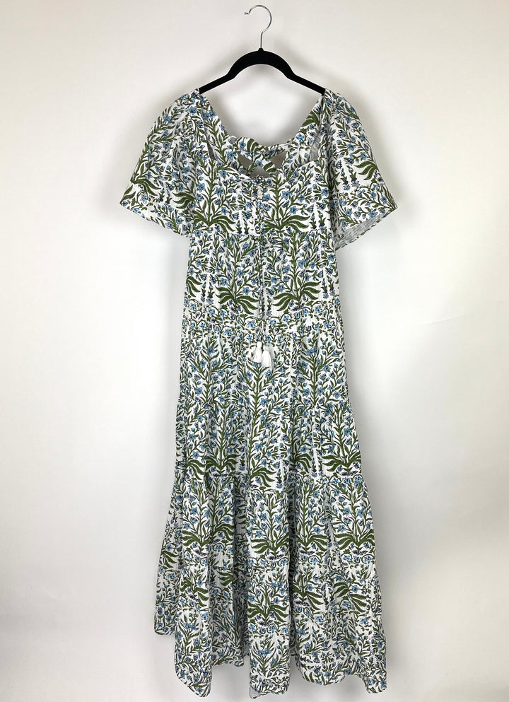 Floral Short Sleeve Long Dress - Size 2/4