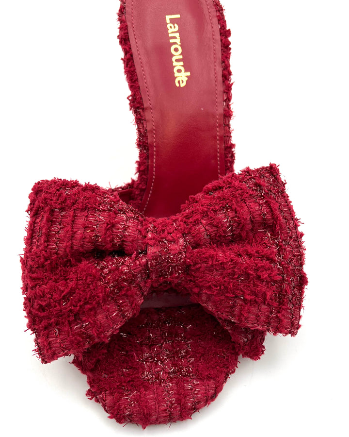 Red Tweed Bow Heels - Size 6.5