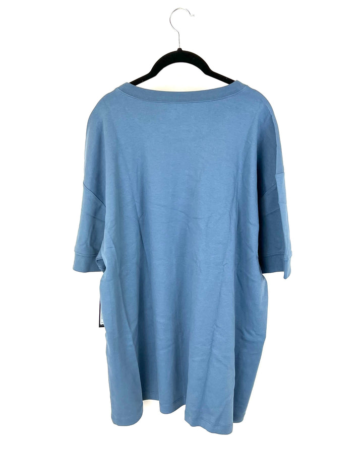 MENS Blue Crew Neck Shirt - Extra Large Tall & 2XL