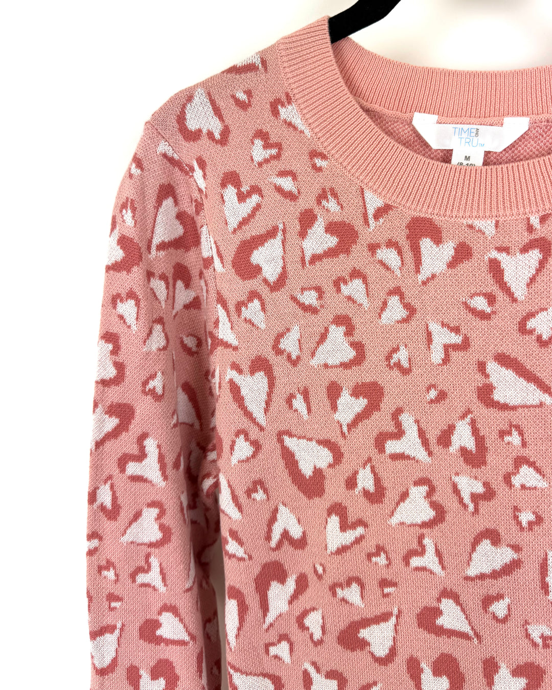 Pale Pink Abstract Heart Sweater - Size 6/8