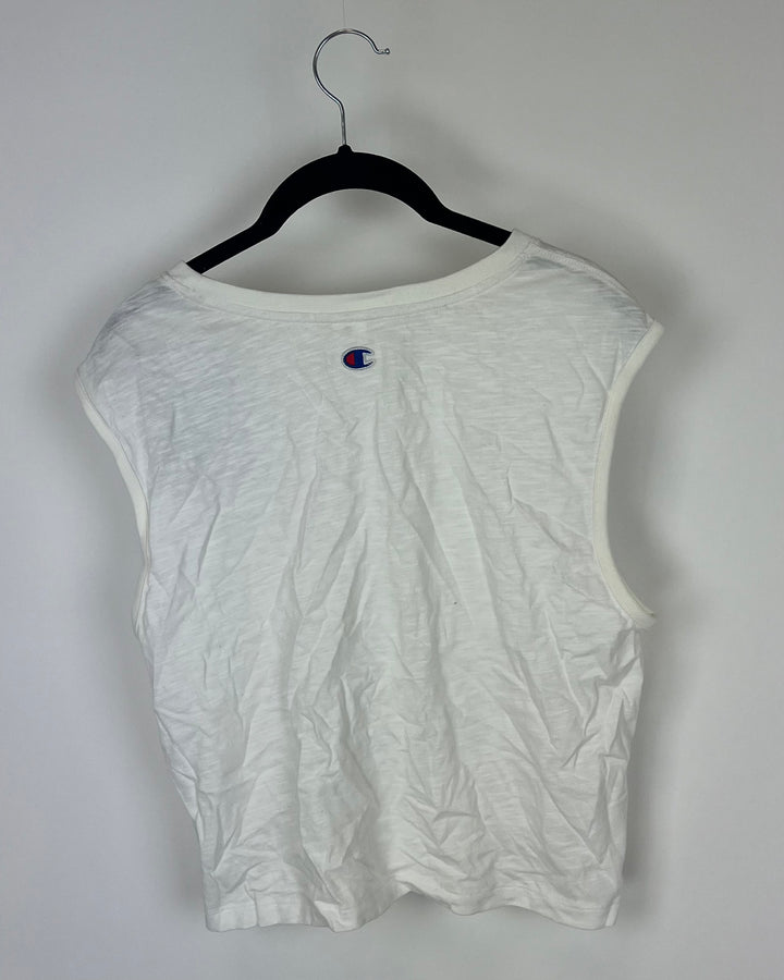 White Cropped Tank Top - Medium