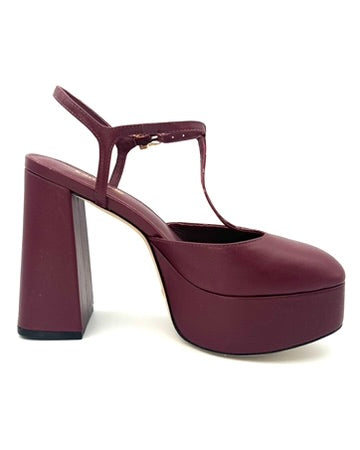 Merlot Leather Platform Heel - Size 7