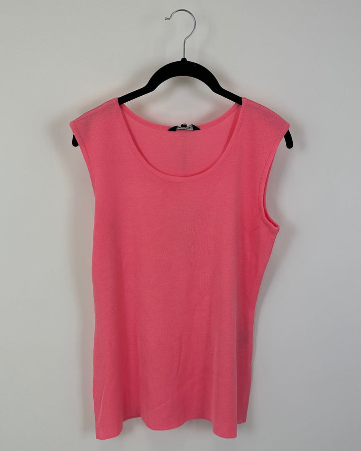 Bubble Gum Pink Knit Tank Top - Size 2-4