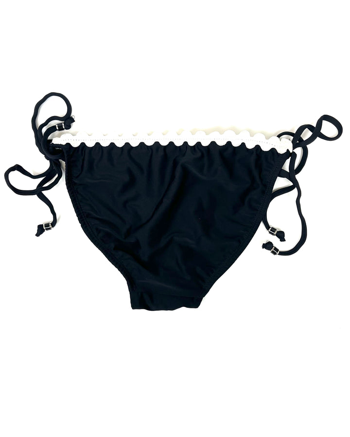 White Lined Black Swim Bottom - Extra Small