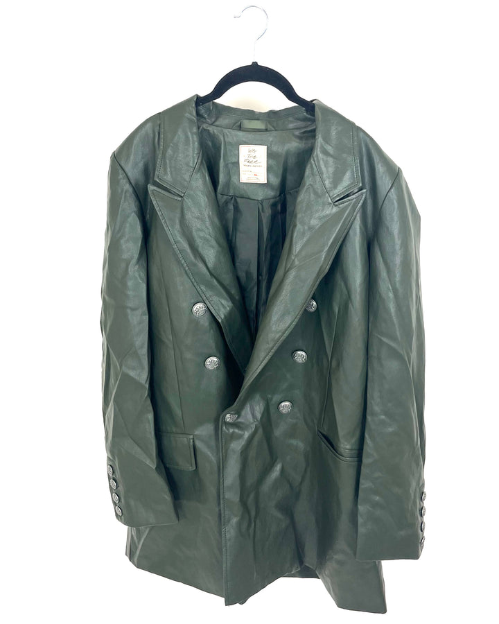 We the Free Dark Green Leather Jacket - XL