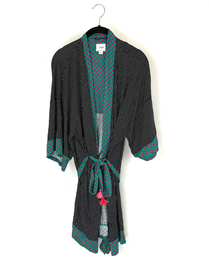 Polka Dot and Teal Trim Robe - Size 2/4