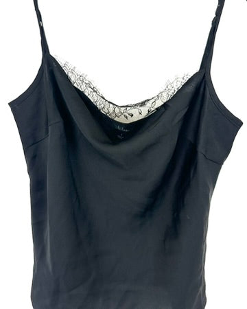 Black Tank Top With Lace Detail - Small