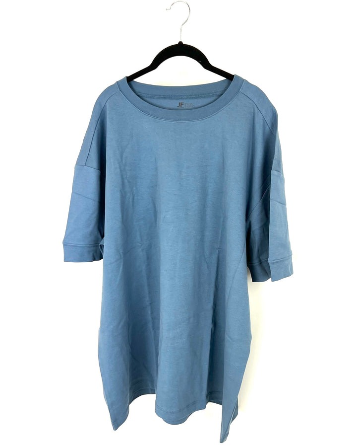 MENS Blue Crew Neck Shirt - Extra Large Tall & 2XL