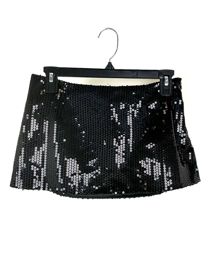 Black Sequin Mini Skirt - Small