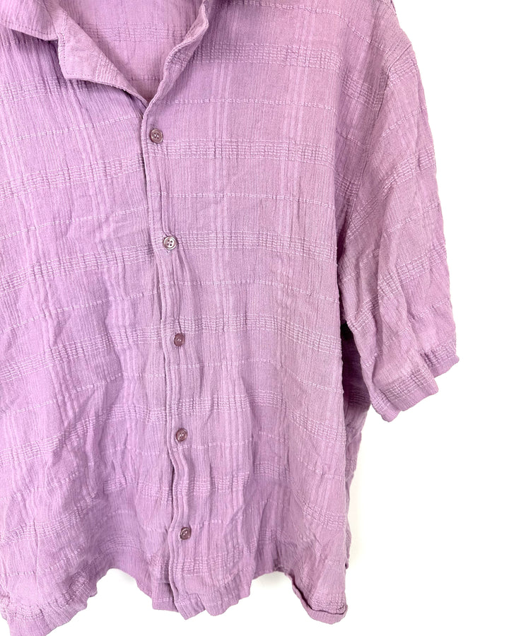 MEN Nova Men Purple Button Up Shirt - Medium