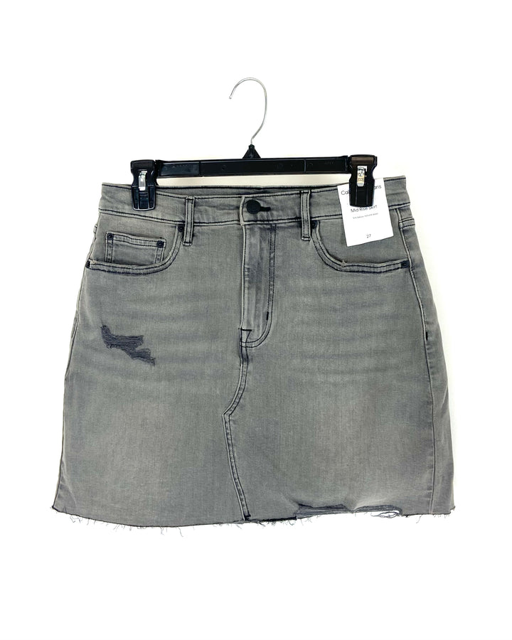 Mid Rise Gray Denim Skirt - Size 27 and 28