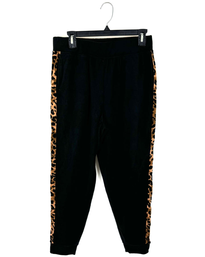 Leopard Fleece Joggers - Size 8/10