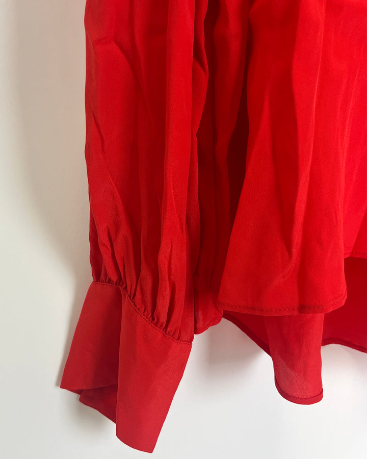 Red Button Up Blouse - Size 8/10